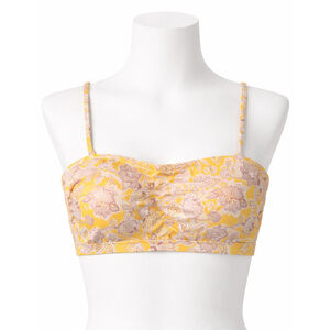 Women’s Amazon Essentials Bandeau Swim Top – Yellow Floral – Size L – NWT